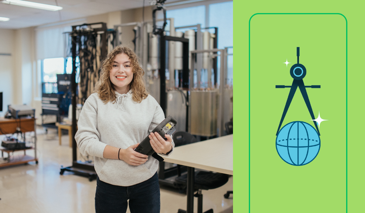 Jeune femme dans un laboratoire de génie électrique.